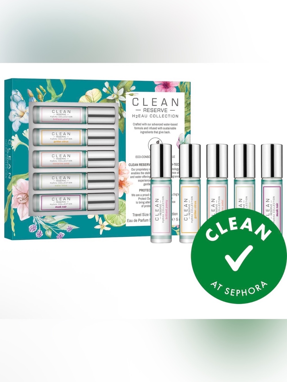 CLEAN Reserve H2Eau Travel Size Rollerball Collection, set of five BNIB Sealed